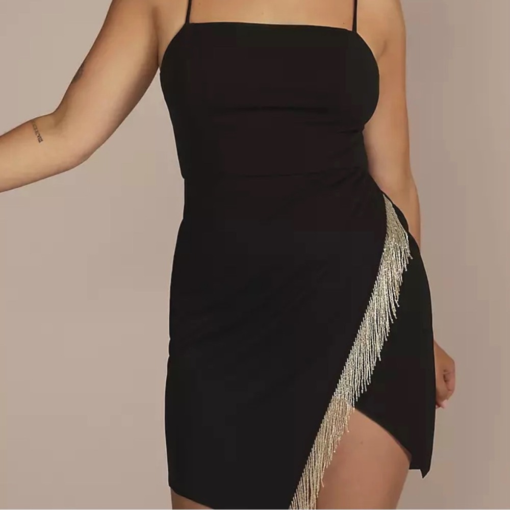 NWT Jules & Cleo Mini Cocktail Sleeveless Silver Beaded Asymmetrical Dress Sz 12